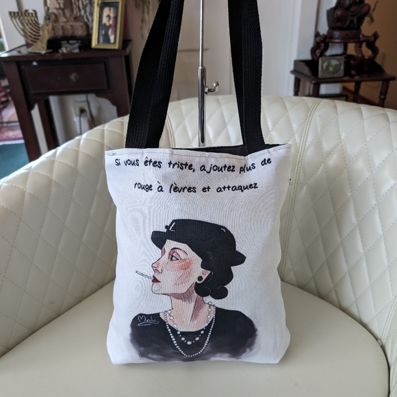 Coco quote Tote. " When you get sad, put on some red lipstick and then attack" - Picture 4 of 4